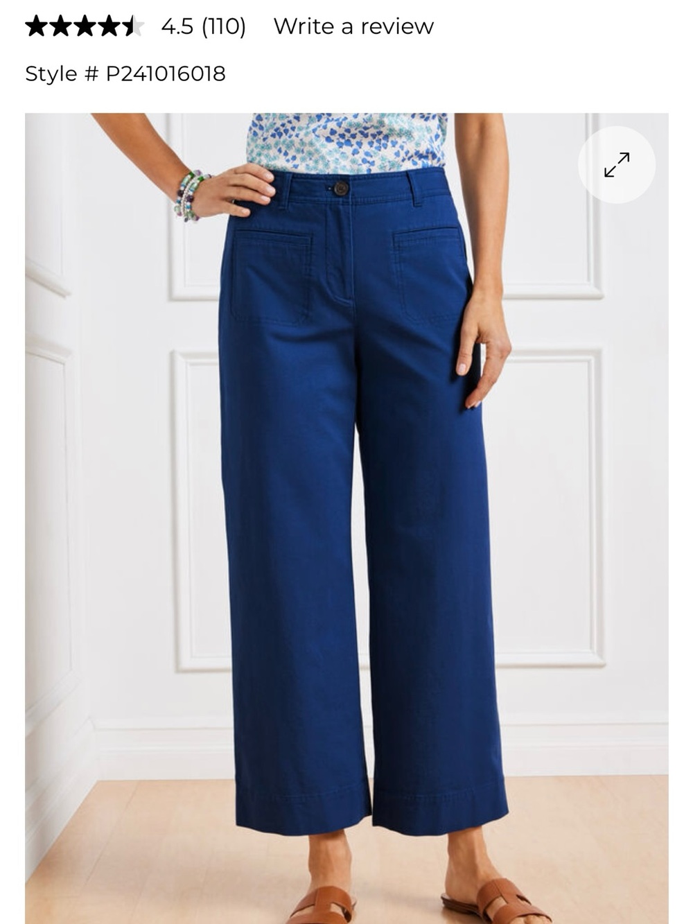 Talbots Wide-Leg Crop Pants in Deep Blue
